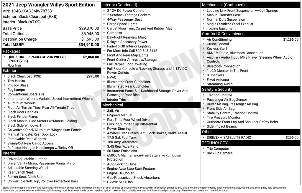 2021 Jeep Wrangler Willys Sport