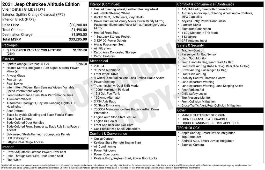 2021 Jeep Cherokee Altitude FWD