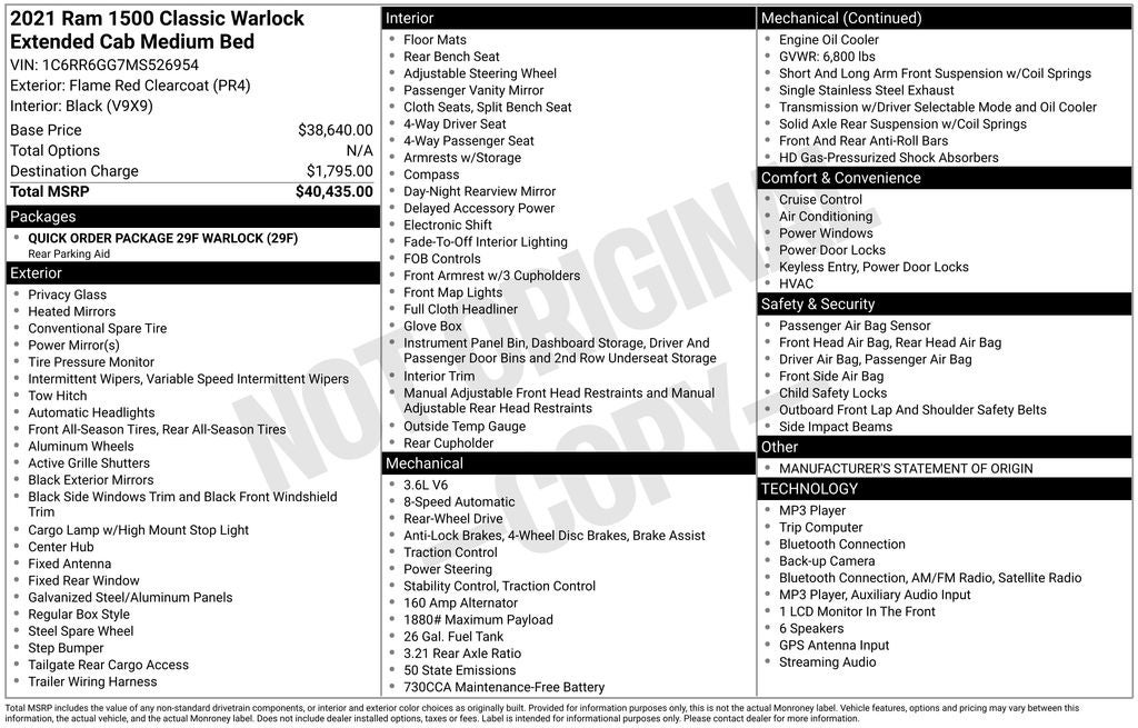 2021 RAM 1500 Classic Warlock Quad Cab 4x2 6'4' Box