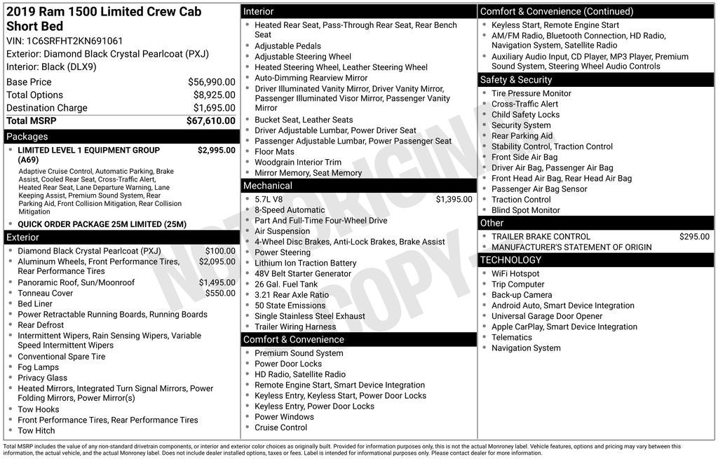 2019 RAM 1500 Limited Crew Cab 4x4 5'7' Box