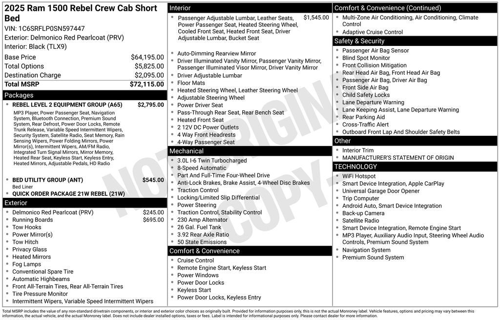 2025 RAM 1500 Rebel Crew Cab 4x4 5'7' Box