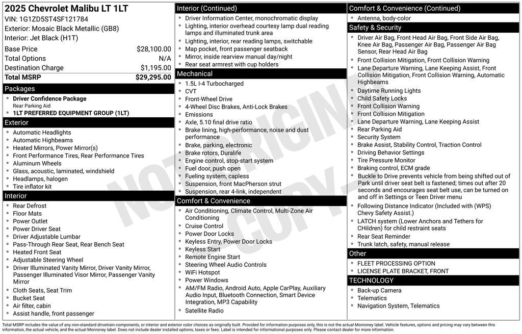 2025 Chevrolet Malibu LT 1LT