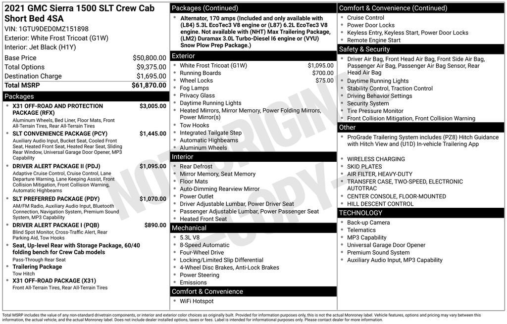 2021 GMC Sierra 1500 4WD Crew Cab Short Box SLT