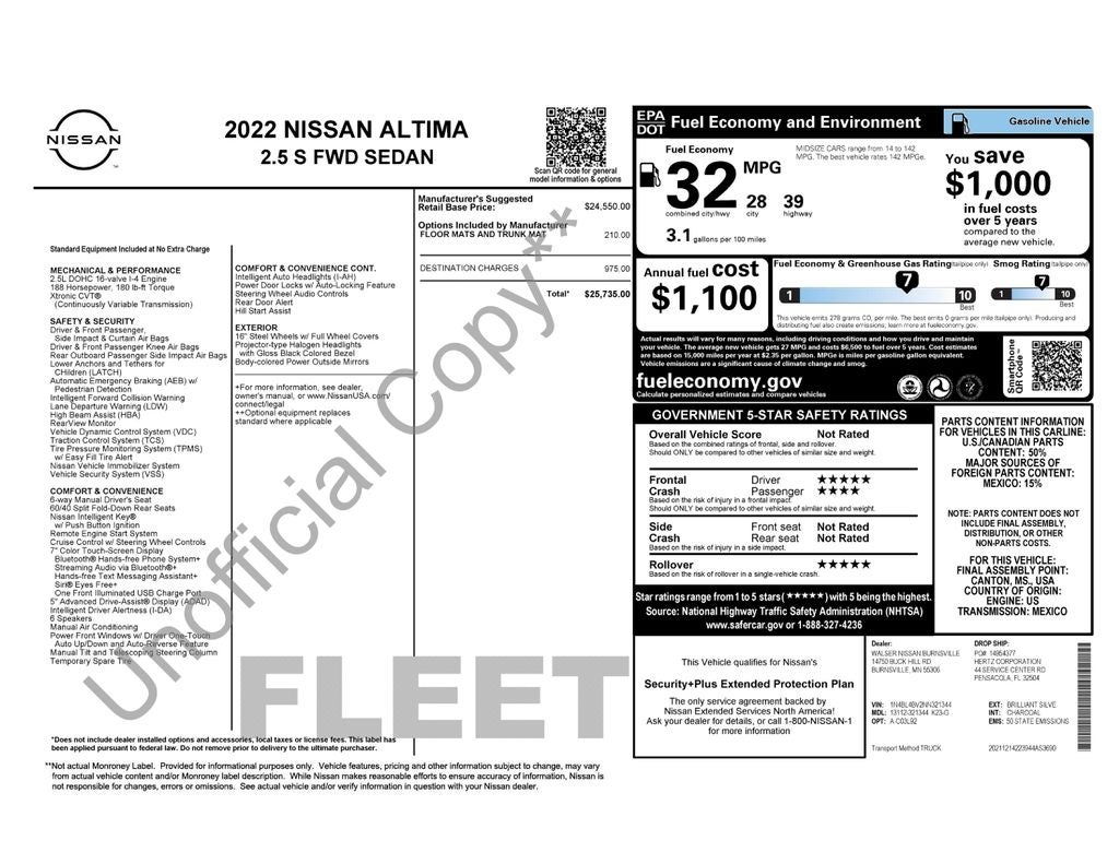 2022 Nissan Altima S FWD