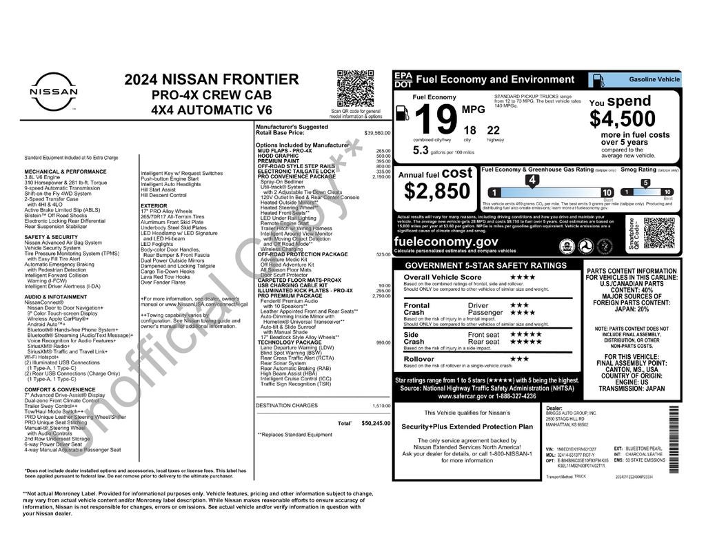 2024 Nissan Frontier Crew Cab PRO-4X 4x4