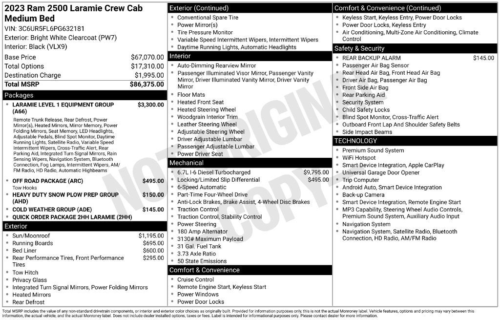 2023 RAM 2500 Laramie Crew Cab 4x4 6'4' Box