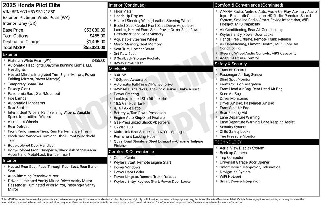 2025 Honda Pilot Elite