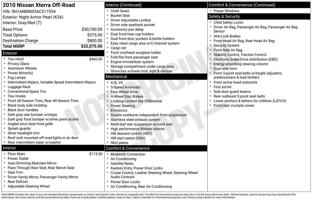2010 Nissan Xterra Off Road